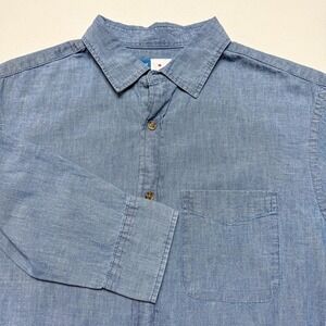 Old Navy Shirt Mens Medium Blue Chambray Button Up Everyday‎ Regular Fit Cotton
